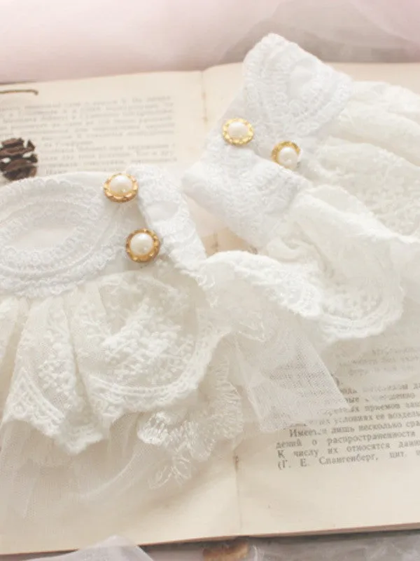 pearl lace bow cuffs