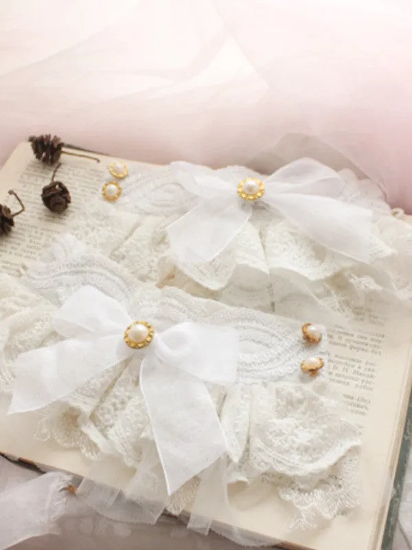 pearl lace bow cuffs