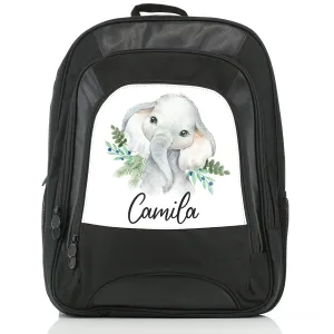 Personalised Rucksack with Elephant Blue Berries and Cute Text