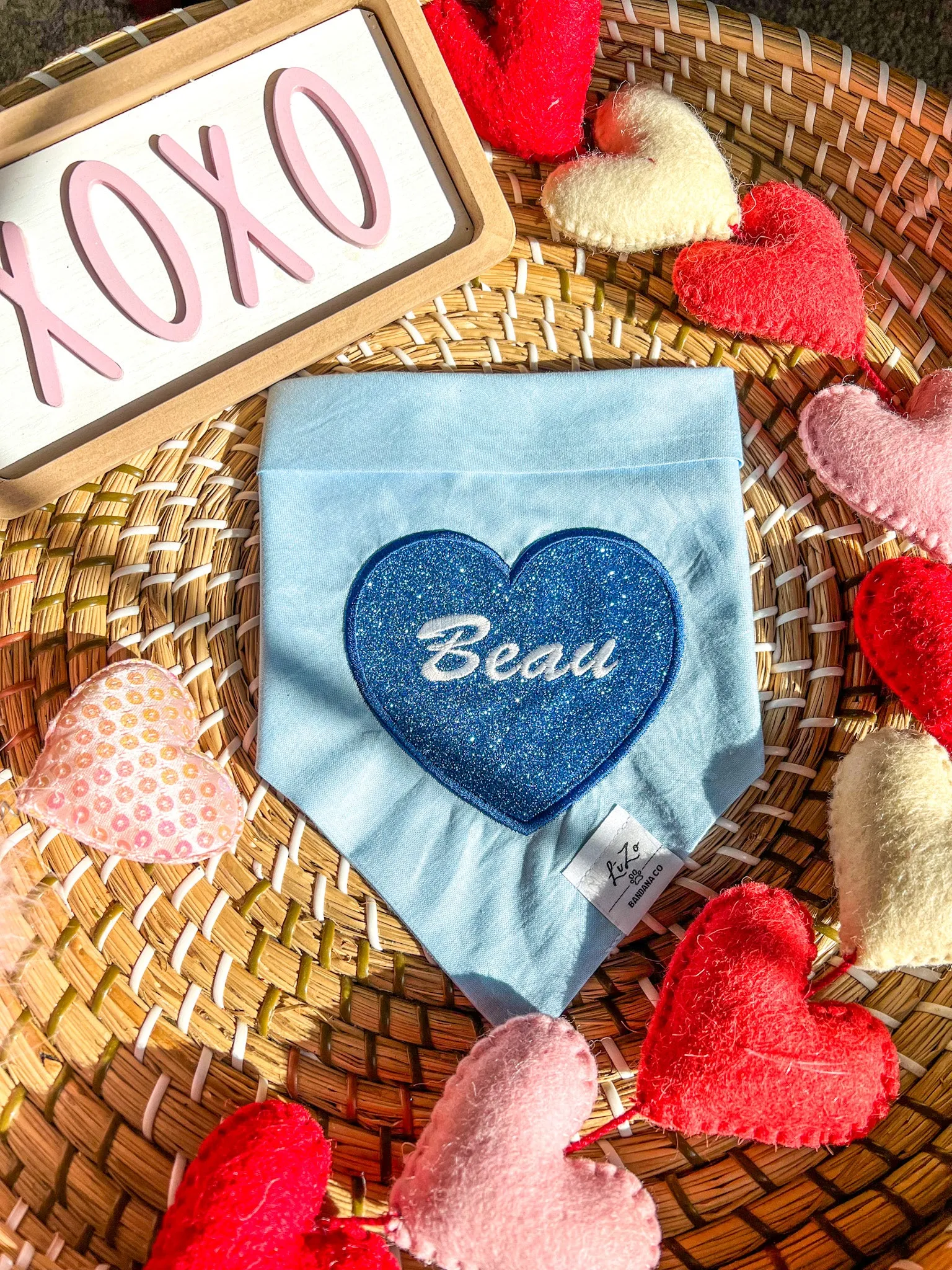 PERSONALIZED Blue Heart Dog Bandana