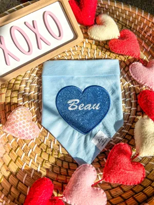 PERSONALIZED Blue Heart Dog Bandana