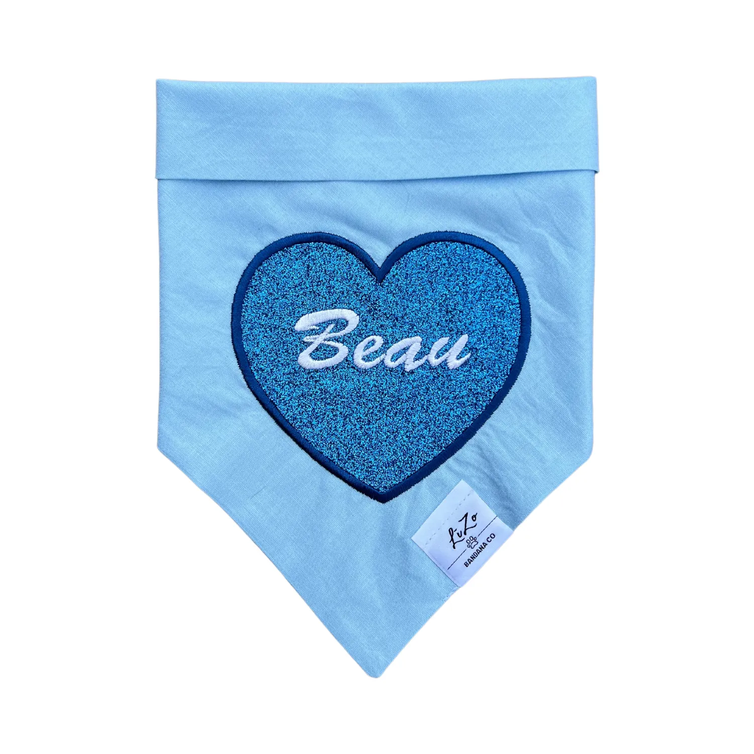 PERSONALIZED Blue Heart Dog Bandana