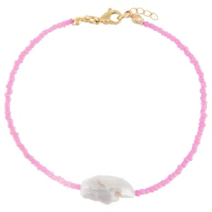 Pink Baroque Pearl Beaded Anklet