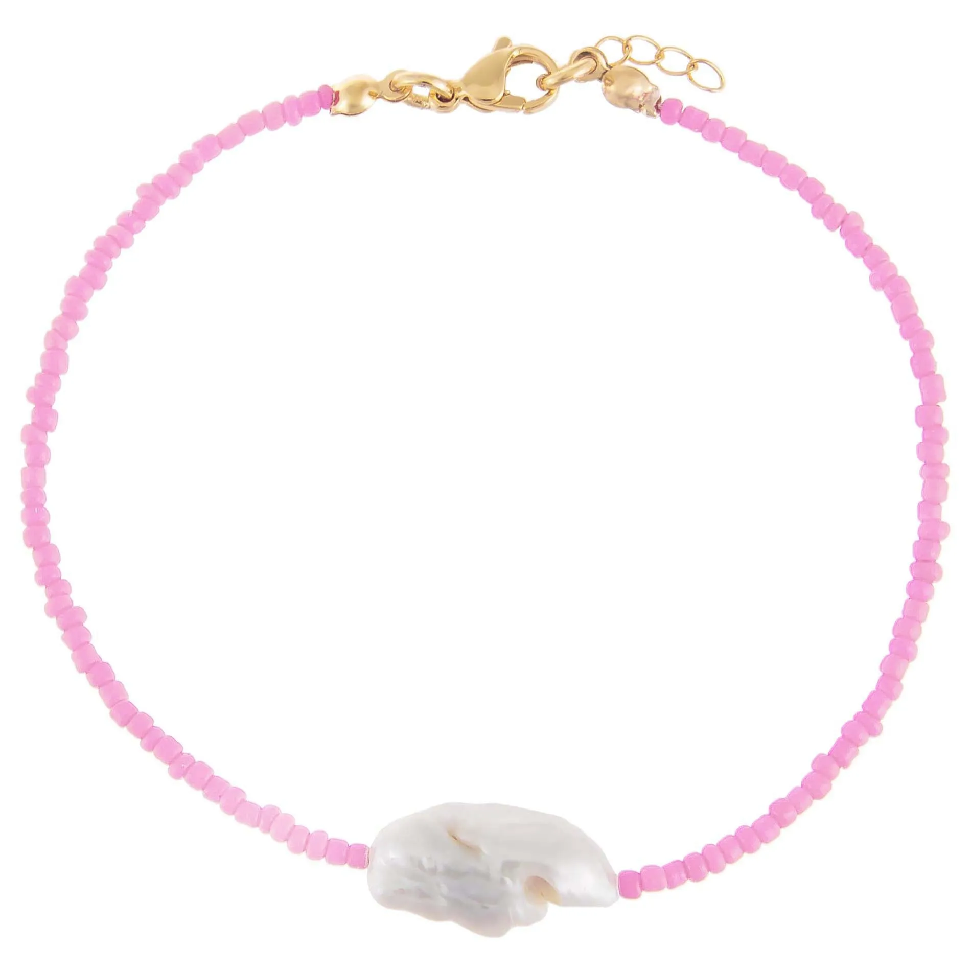 Pink Baroque Pearl Beaded Anklet