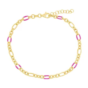 Pink Enamel Curblink Anklet