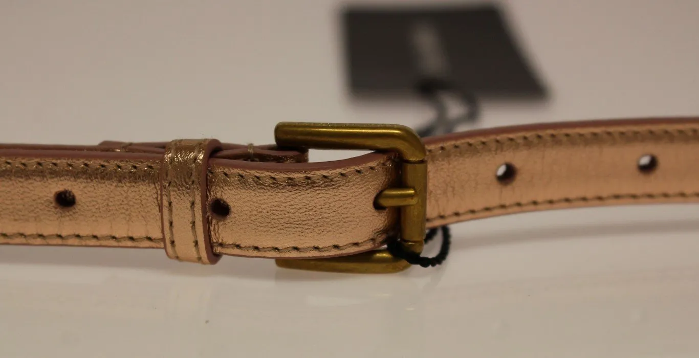 Pink Leather Skinny Belt