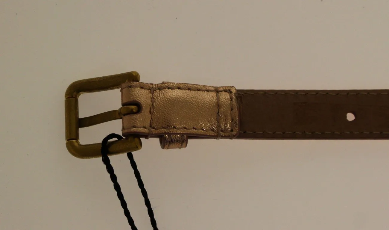 Pink Leather Skinny Belt