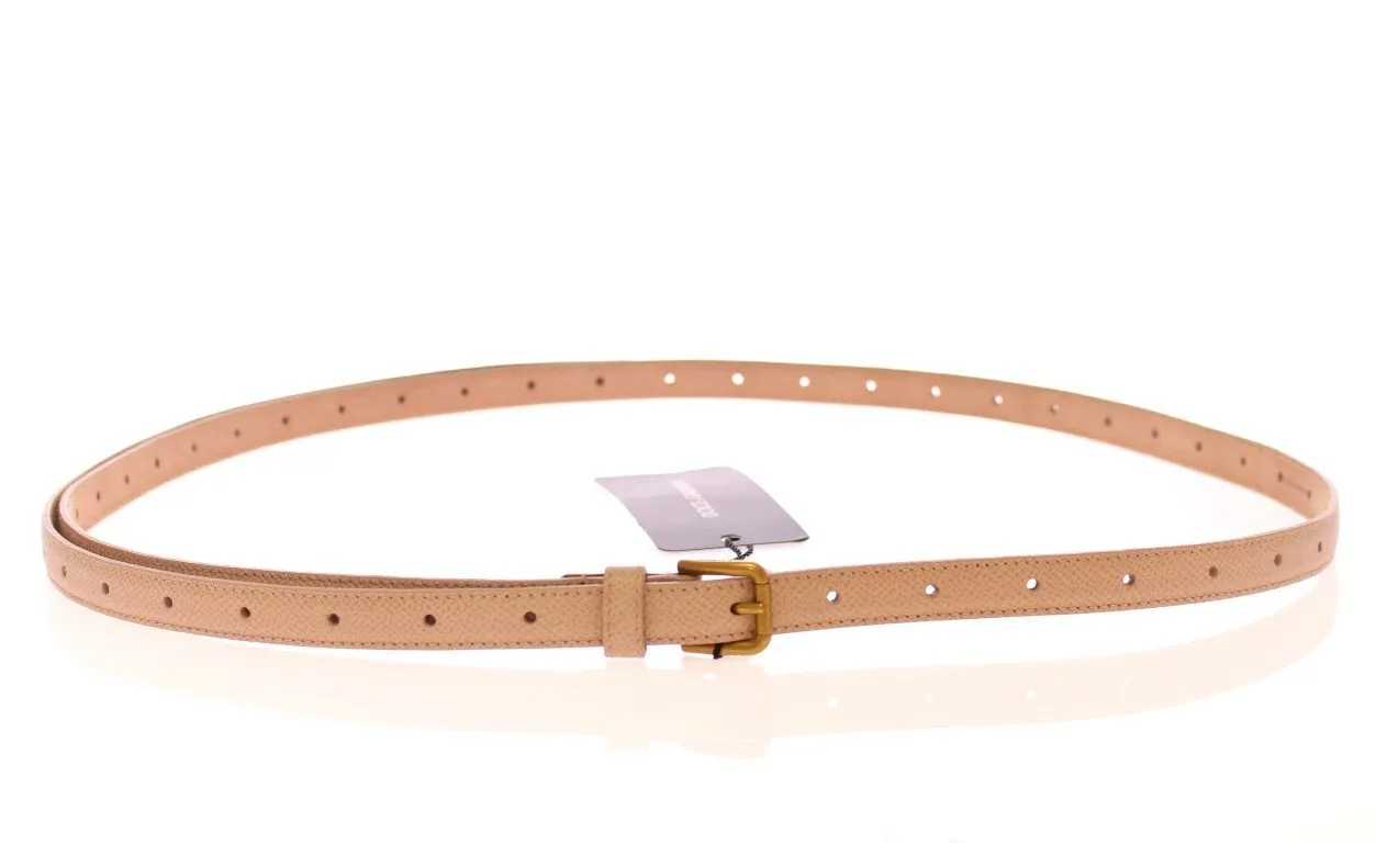 Pink Leather Skinny Belt