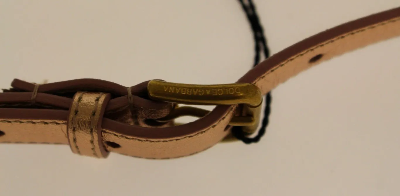 Pink Leather Skinny Belt