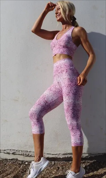 Pink Snake Eco Capri Leggings