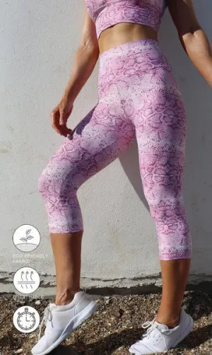 Pink Snake Eco Capri Leggings