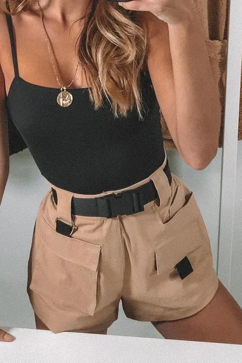 Pockets Cargo Shorts With Belt