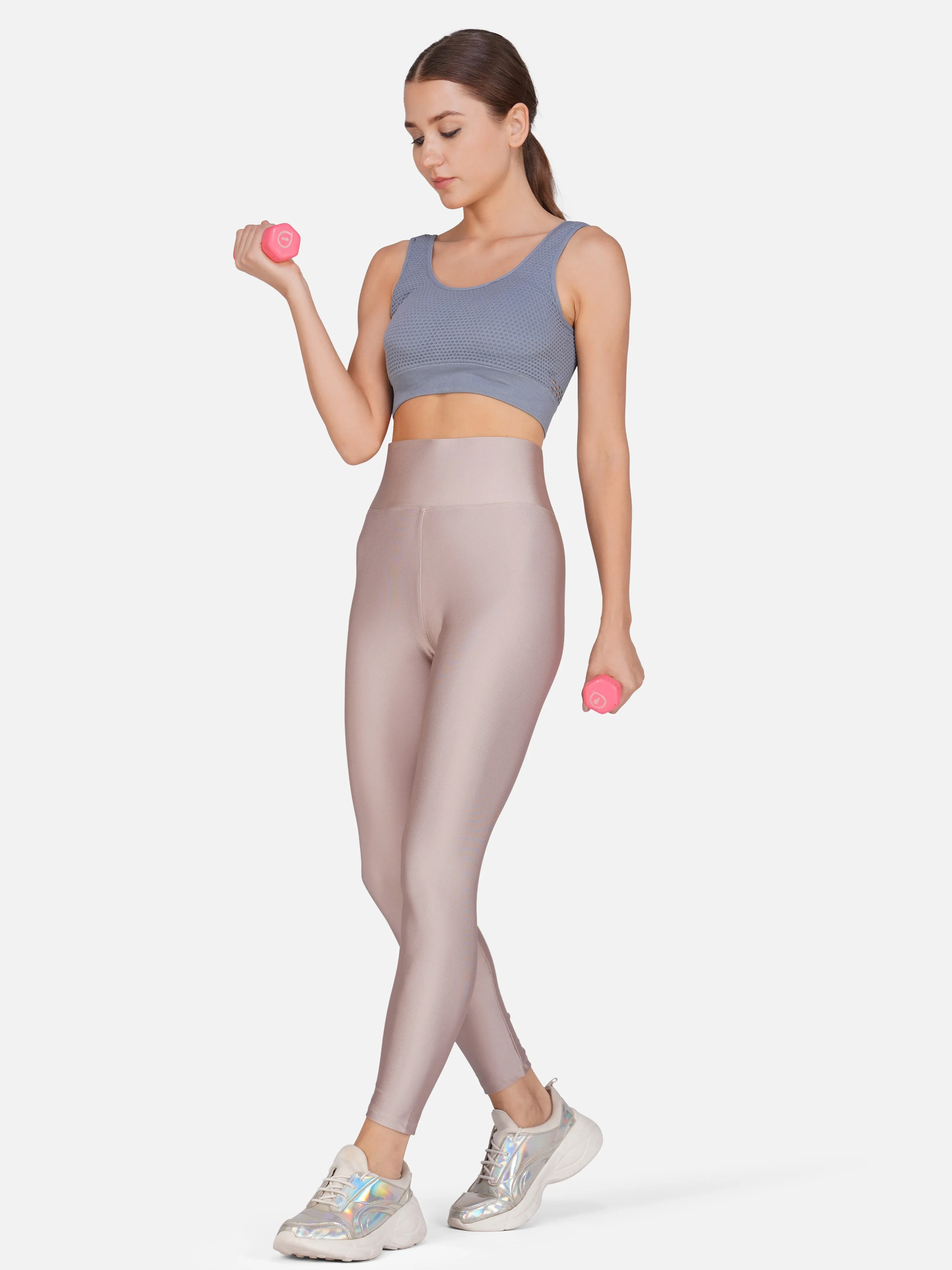 Poftik women's high waist gloosy shiny leggings for gym, yoga and workout