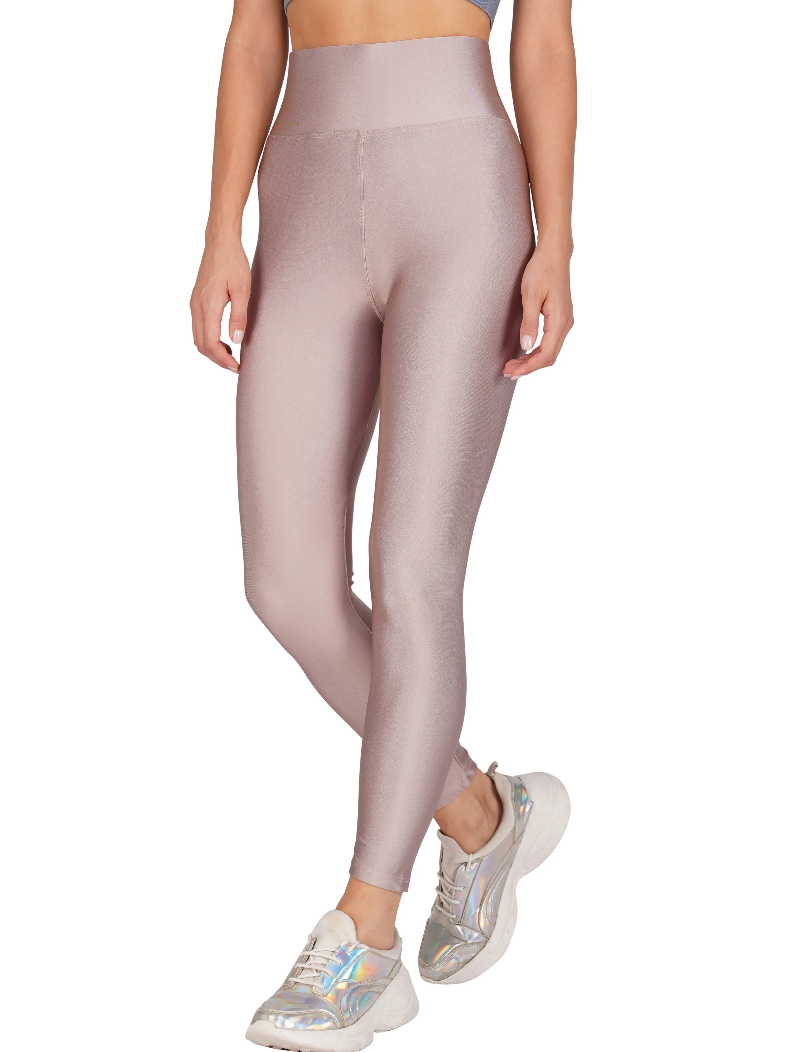 Poftik women's high waist gloosy shiny leggings for gym, yoga and workout