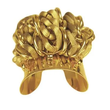 polished gold 3" cuff with multi chains