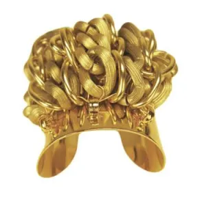 polished gold 3" cuff with multi chains