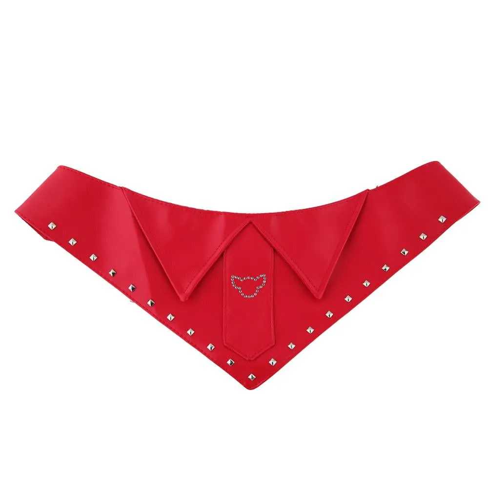 Posh Tail Red Faux Leather Dog Bandana