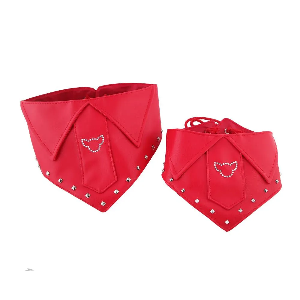 Posh Tail Red Faux Leather Dog Bandana