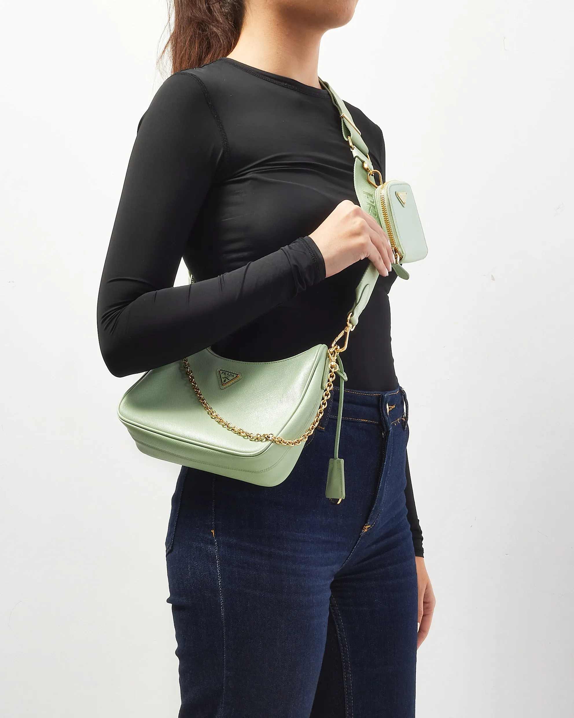 Prada Pistacchio Saffiano Leather 2005 Re Edition Crossbody Bag
