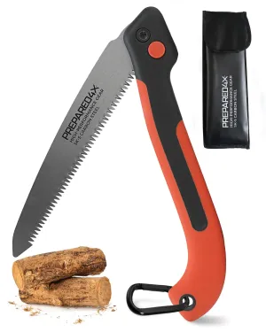 Prepared4X Folding Saw - 8" Camping Saw for wood cutting -Heavy Duty Lightweight SK-5 Steel Blade with Safety Lock Ergonomic Non-Slip Grip