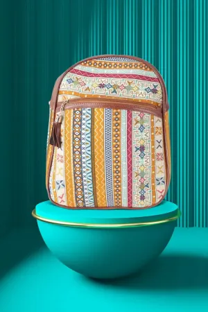 Printed Casual Shoulder Backpack for Girls - Orange