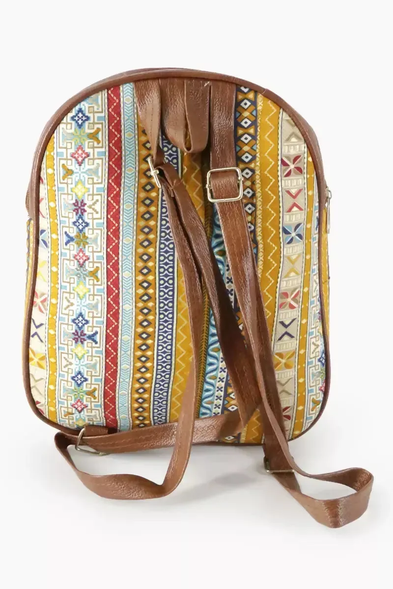 Printed Casual Shoulder Backpack for Girls - Orange