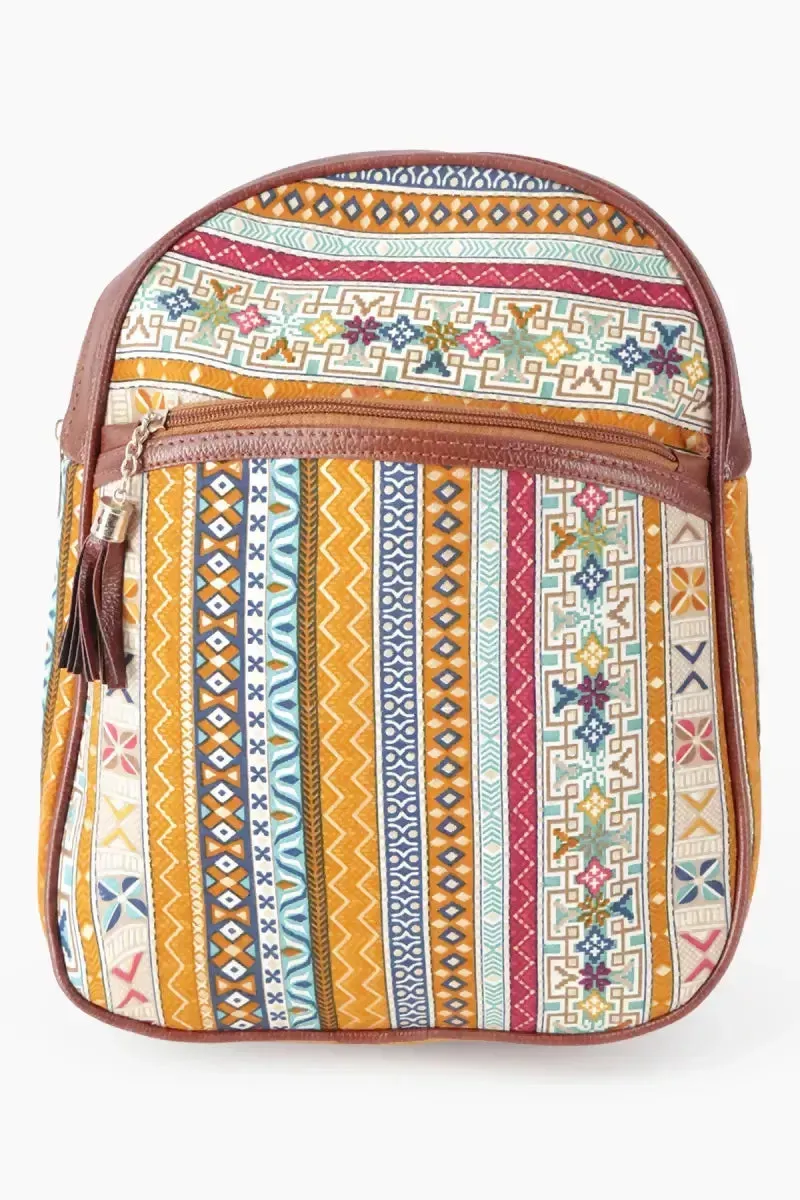 Printed Casual Shoulder Backpack for Girls - Orange
