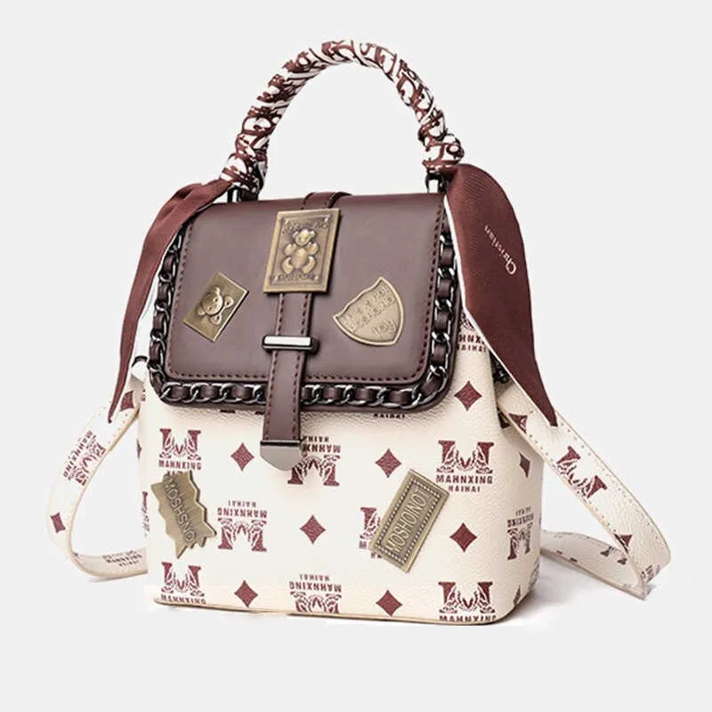 Printing Badge Shoulder Bag Vintage