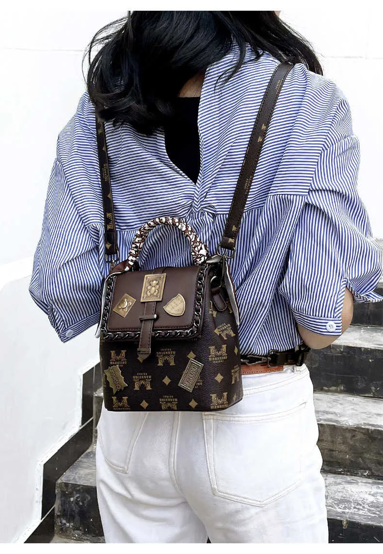 Printing Badge Shoulder Bag Vintage