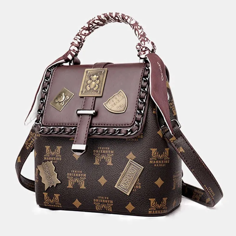 Printing Badge Shoulder Bag Vintage
