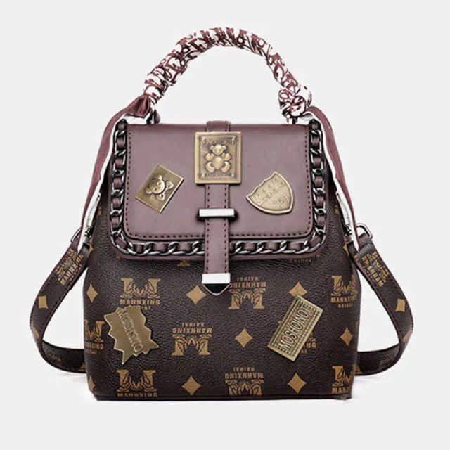 Printing Badge Shoulder Bag Vintage