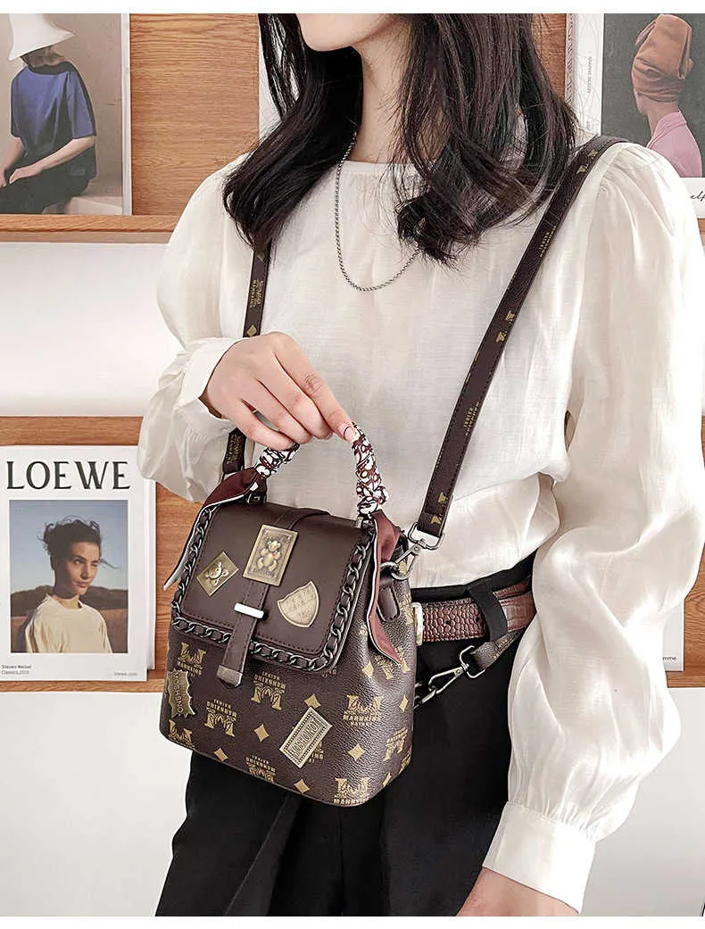 Printing Badge Shoulder Bag Vintage