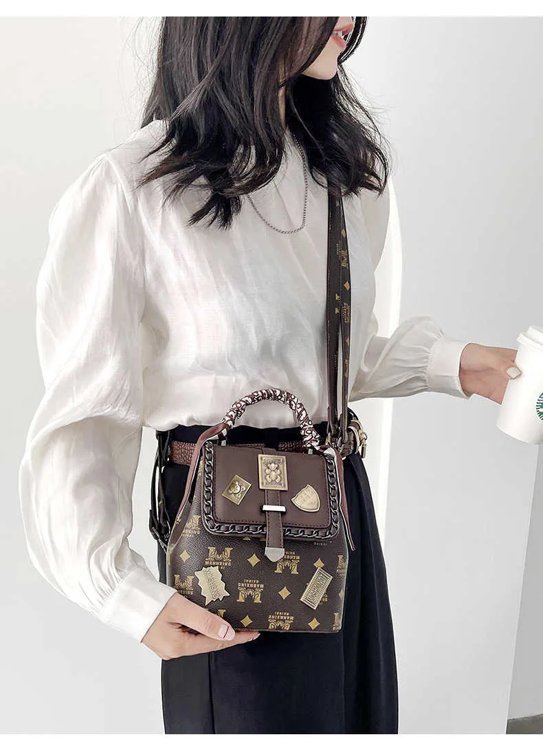 Printing Badge Shoulder Bag Vintage