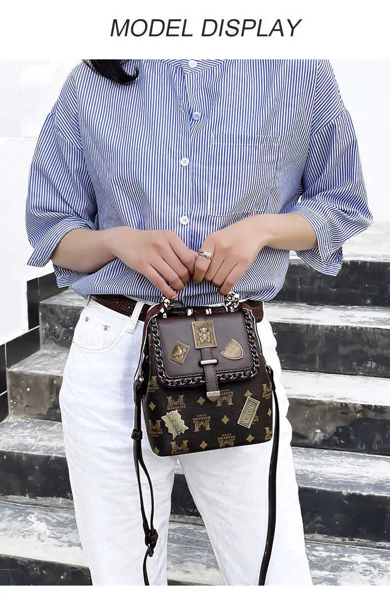 Printing Badge Shoulder Bag Vintage