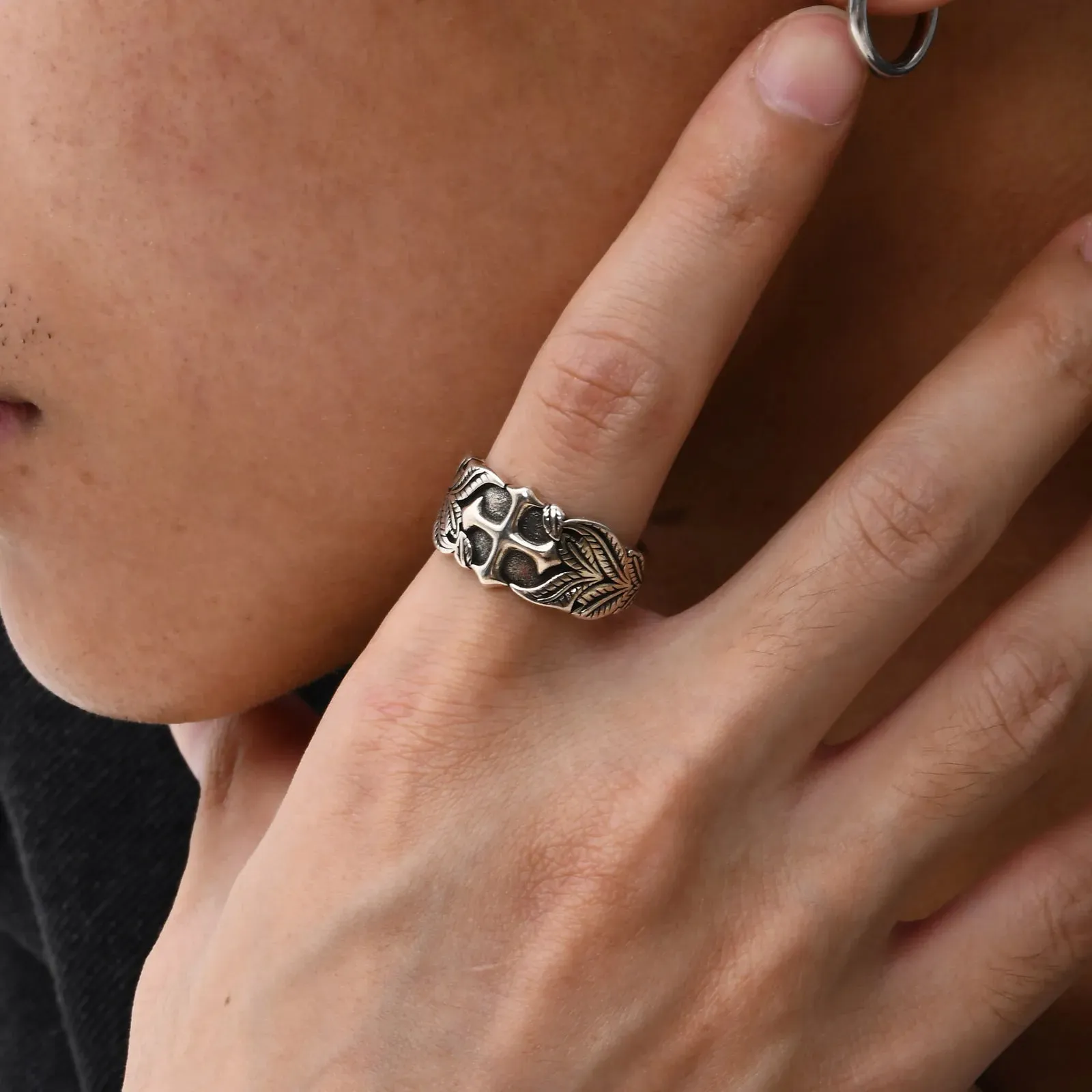 Punk Cross Metal Men Ring, Chunky European and American Style Opening Ring,Adjustable Trendy HipHop Jewelry Gift for Husband BBF