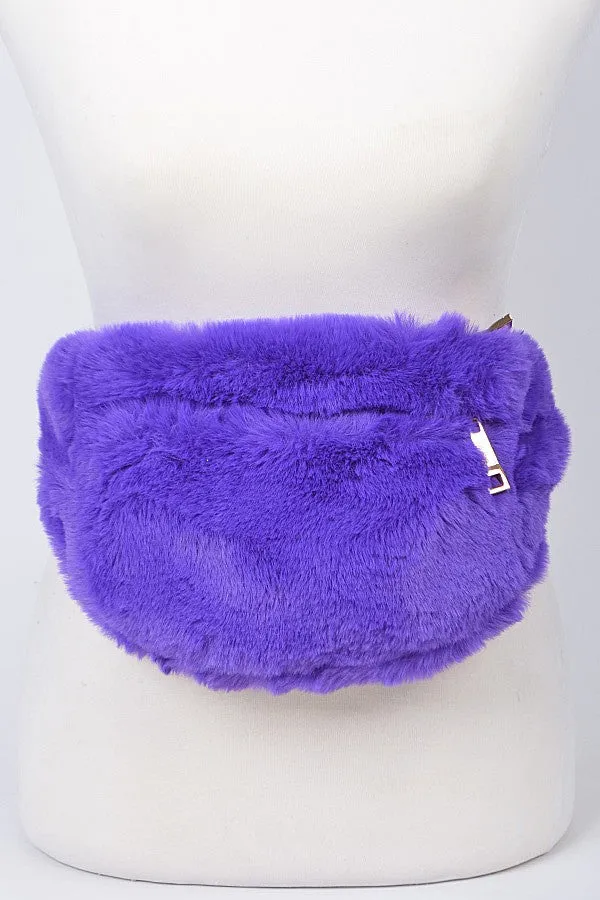 PUPPET FANNY PACK Purple Faux Fur Fanny Pack Bag