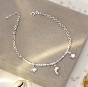 Pure 925 Silver Anklet - Treasure of Aquatic Symphony