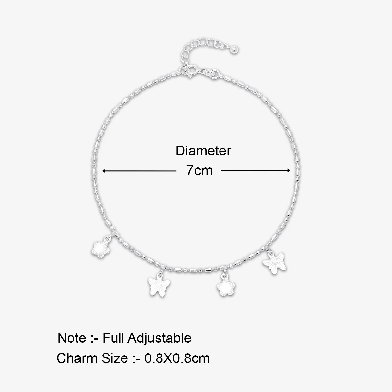 Pure 925 Silver Anklets - Butterfly Bloom Charms