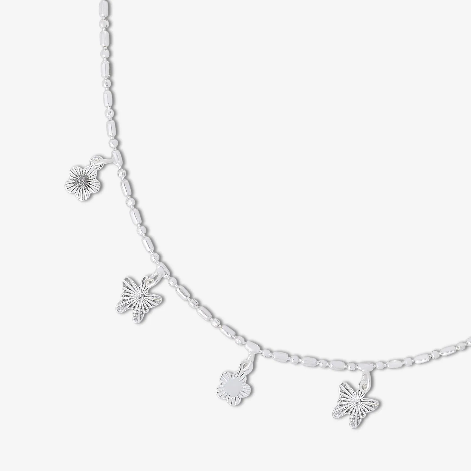 Pure 925 Silver Anklets - Butterfly Bloom Charms