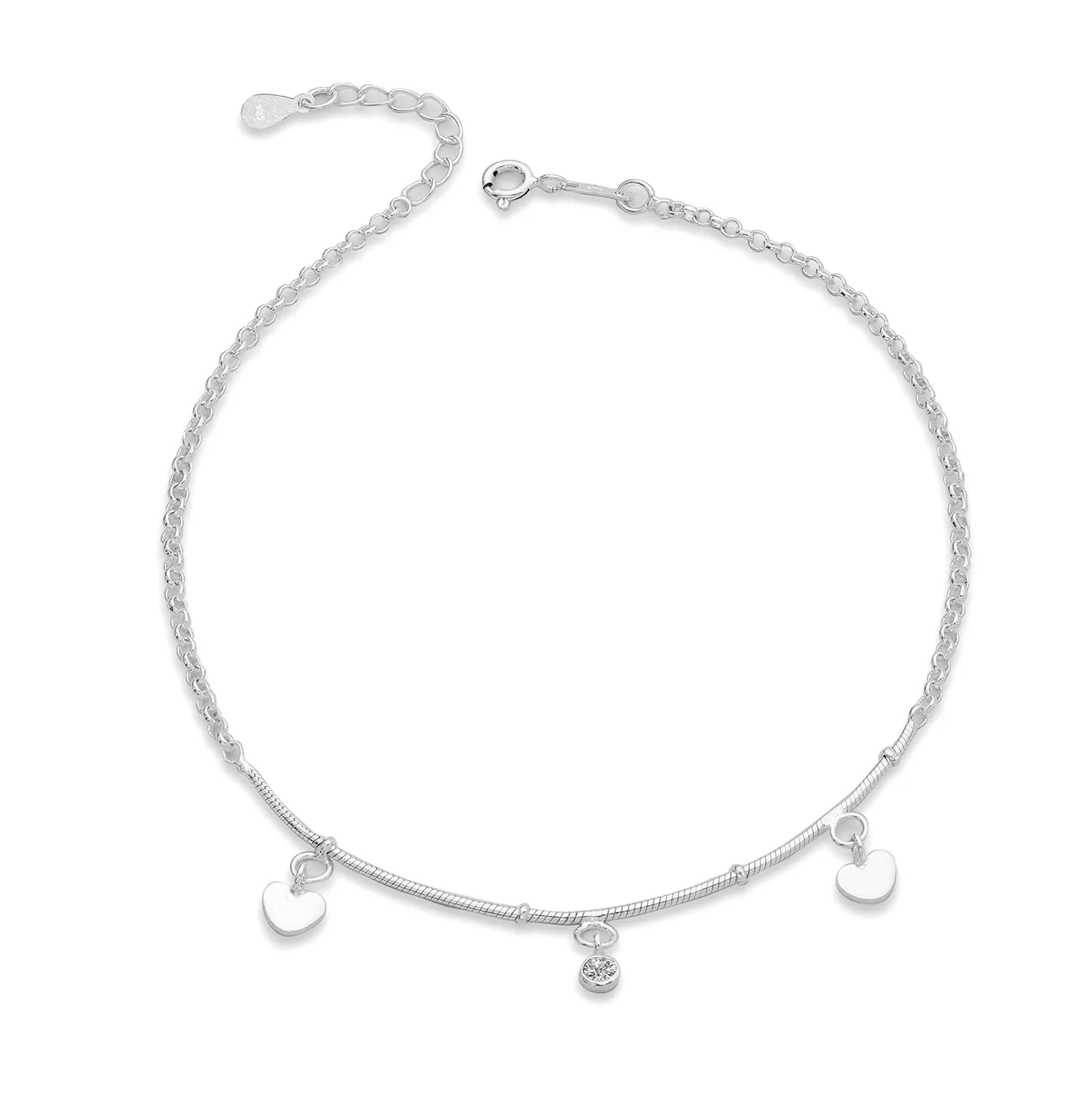 Pure 925 Silver Anklets - Heartstring Chain Model
