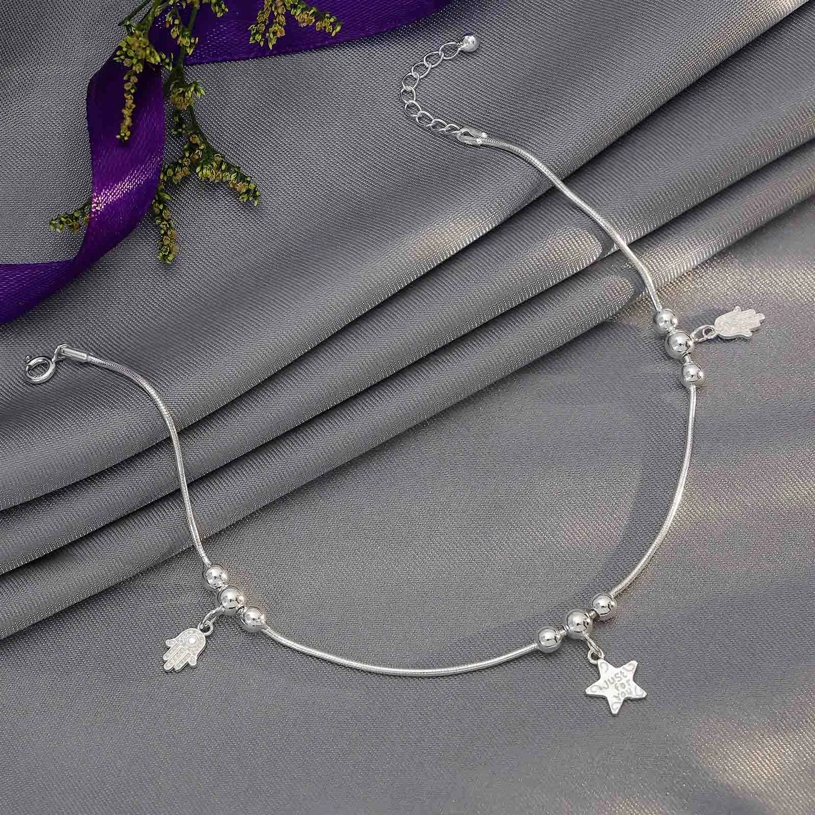 Pure Silver Anklet - Beautifully Crafted With Tiny Hand Charms