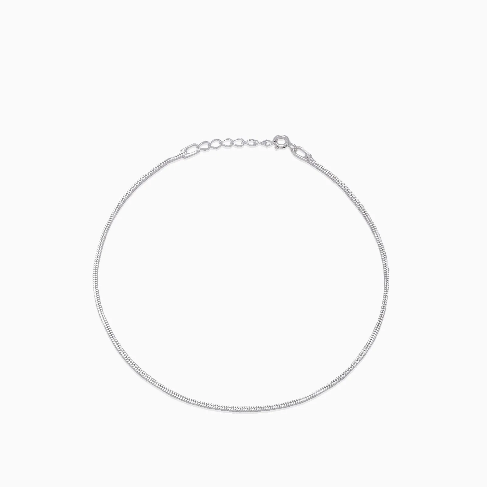Pure Silver Anklet - Robust Charm With Hook Chain