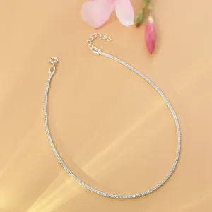 Pure Silver Anklet - Robust Charm With Hook Chain
