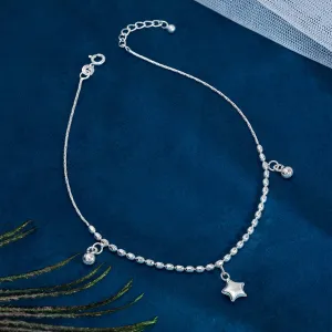 Pure Silver Anklets -Women Star Anklet with Beads