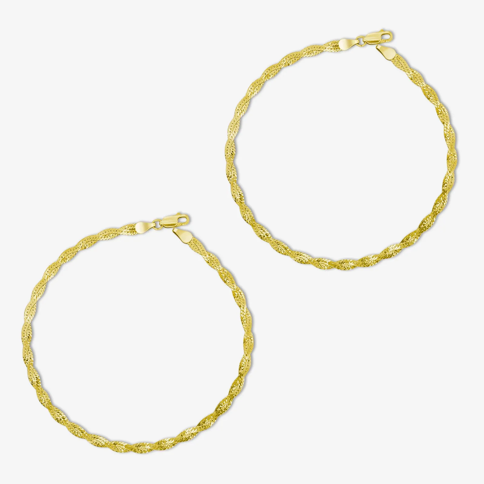 Pure Sterling Silver Gold Plated Snake Chain Anklet