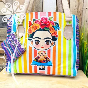 Purple Mix Frida Purse Set- Stripes Style
