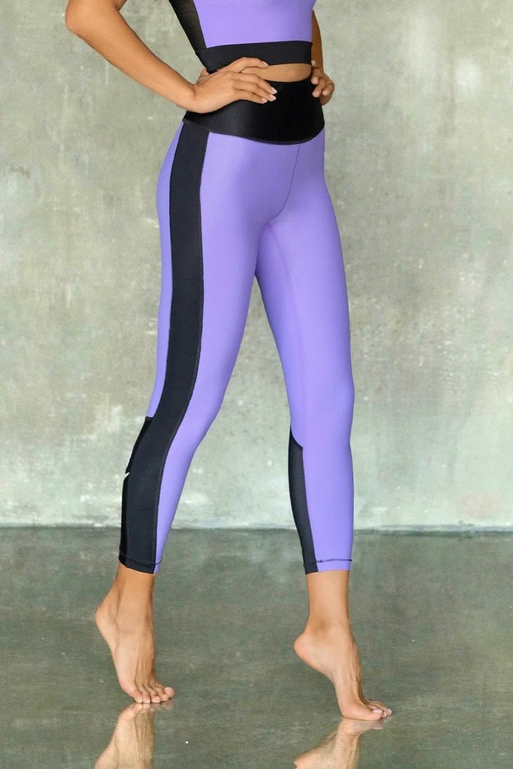 Purple with Peony Leggings 7/8
