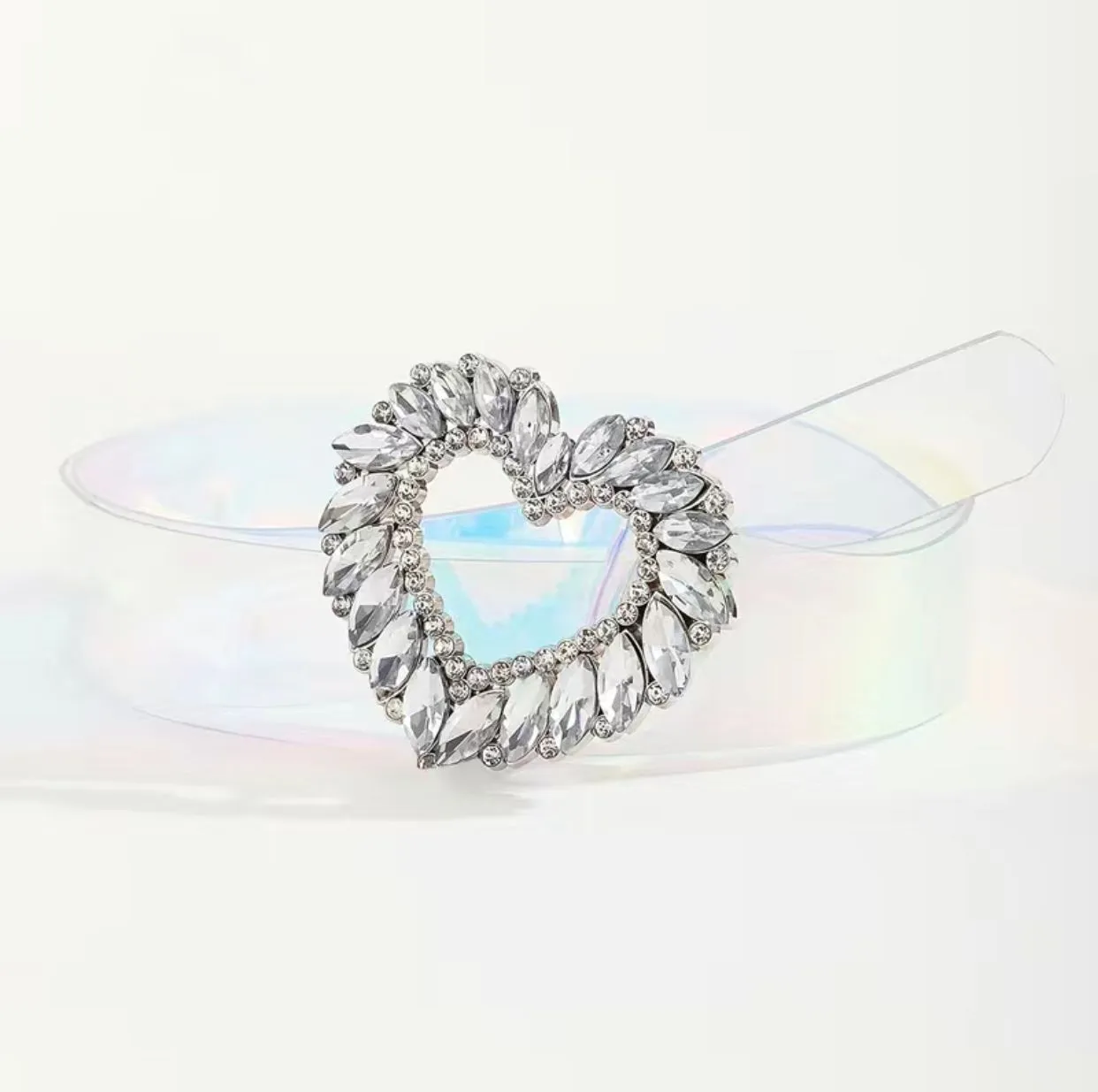 PVC Waist Belt With Rhinestone Buckle