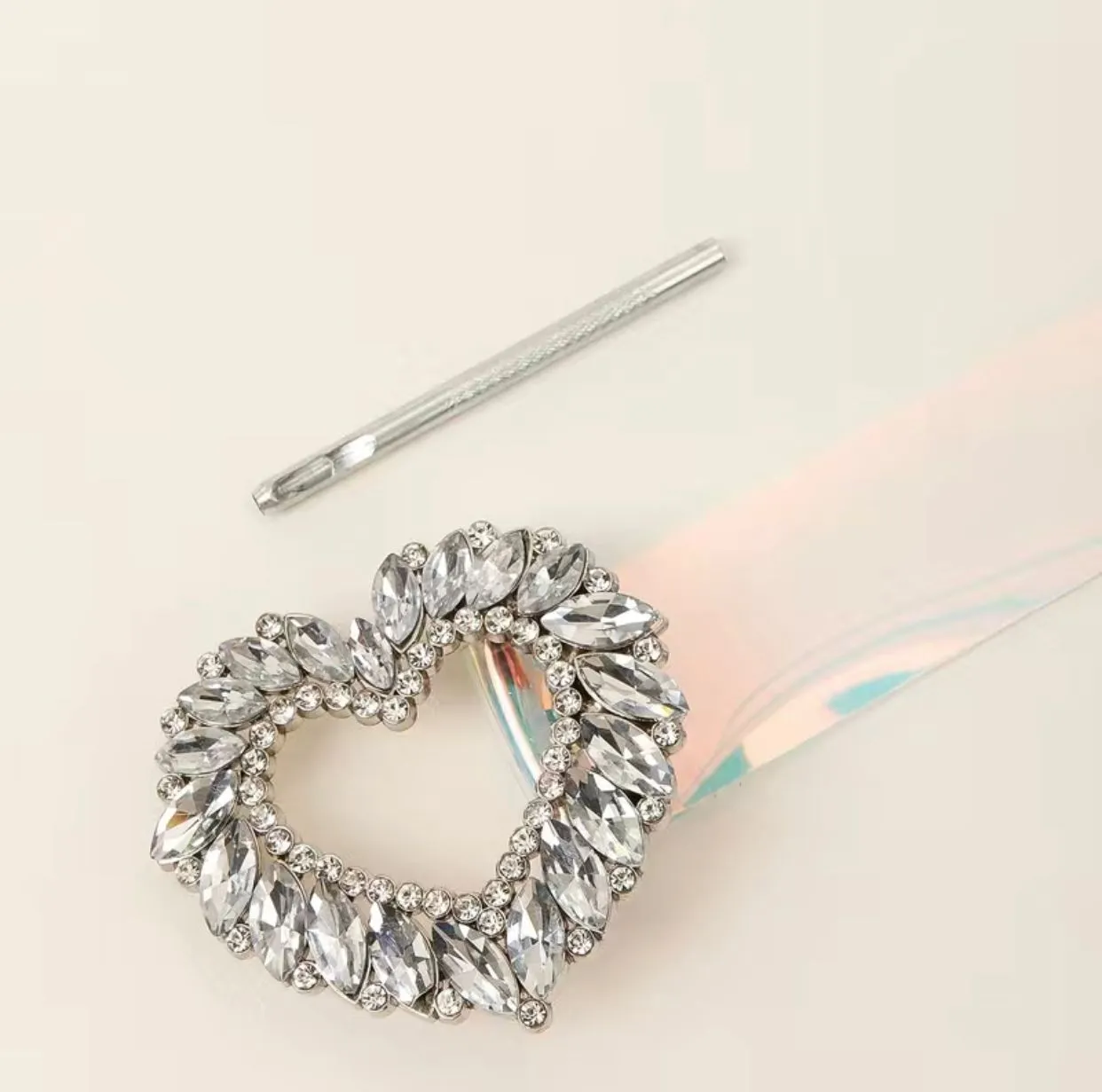 PVC Waist Belt With Rhinestone Buckle