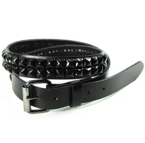 PY114B  1 1/4" 2-Row Black Pyramid Belt